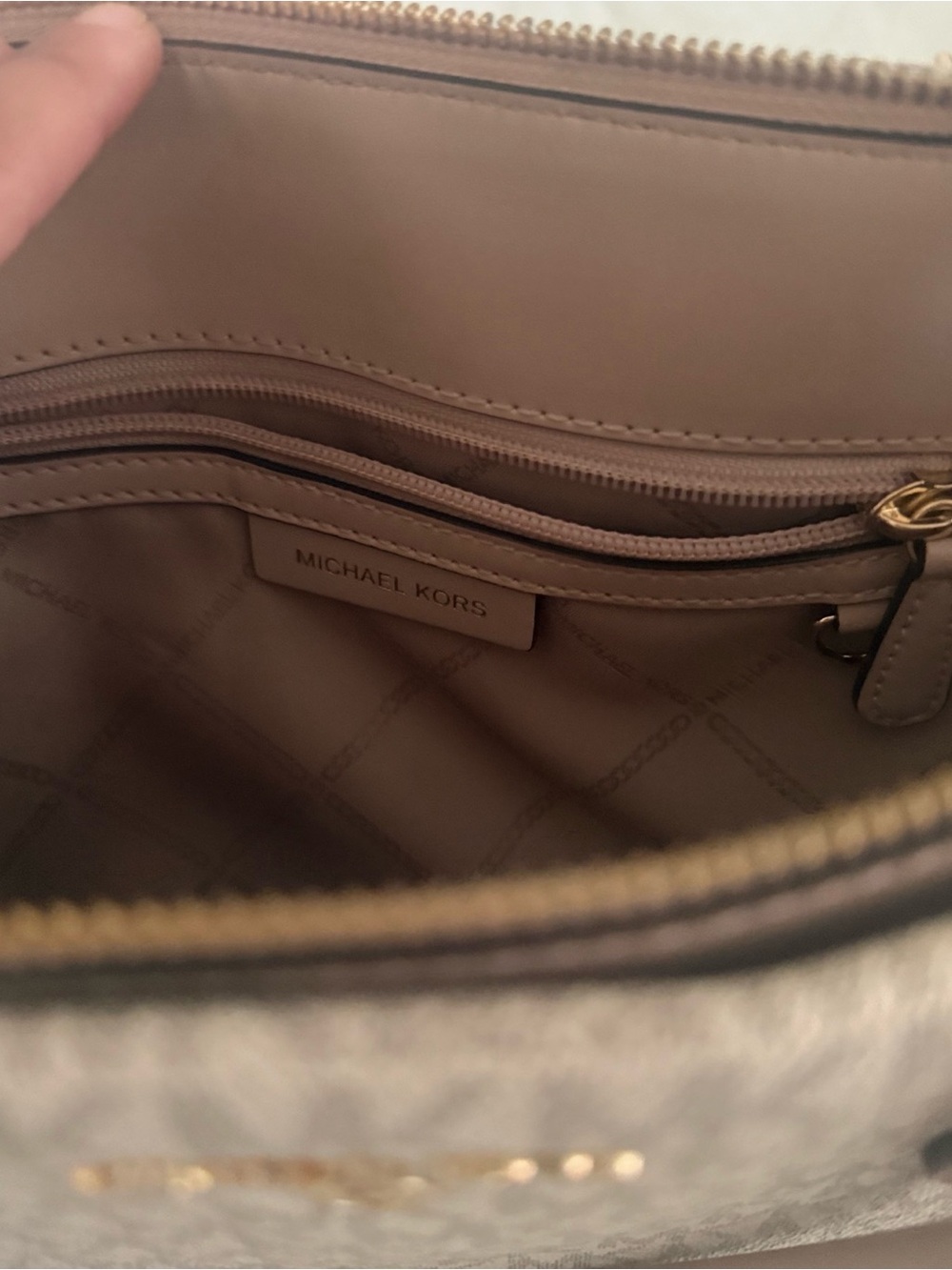 Michael Kors Beige and Pale Pink Signature Satchel - Picture 3 of 7